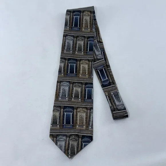 Structure Tie Silk Necktie Window Door Geo Architecture Architect Building Retro